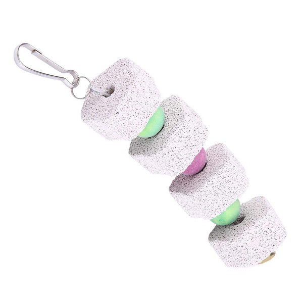 Mrisata Bird Chewing Toy, Parrot Beak Grinding Calcium Stone with Bells, Bird Cage Accessories, Cage Toys for Cockatiel Parakeet Parrot Budgies Rat Hamster Chinchilla Rabbit Mineral Rock Chewing Toy