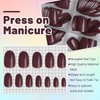 LoveOurHome 240pc Short Oval Press on Nails Burgundy Fake Nails, XS Oval Press on Nails Short Glue on Nails Wine Red Acrylic Nail Press ons False Nail Tips Artificial Fingernails with Adhesive Tabs