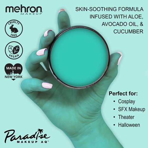 Mehron Makeup Paradise Makeup AQ Pro Size | Stage & Screen, Face & Body Painting, Special FX, Beauty, Cosplay, and Halloween | Water Activated Face Paint & Body Paint 1.4 oz (40 g) (Teal)