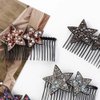 Pokinge 3pcs Sweet Rhinestone Star Hair Comb Metal Side Hair Combs With Long Teeth Slide Hair Clips Fixed Combs Hair Accessories U Shape Hair Styling Comb