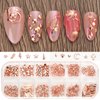 2 Box 3D Metal Nail Charms Nails Art Studs Glitter Rose Gold Metal Nail Studs Mix Shape Star Moon Feather Triangle Rivet and Other Designs DIY Nail Art Decoration Accessories
