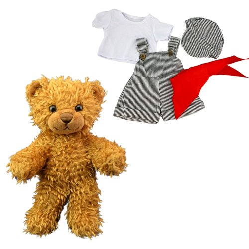 PLUSH TOYS WONDERLAND Caramel The Bear Stuffed Animal Dressed Train Conductor Outfit - 8 Inch Cozy & Soft Adorable Train Operator Costume Plushie Teddy Bear, Dailywear Gift for Kids
