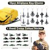 Golray Army Party Favors Camo Wristband Big Parachute Tanks Aircraft Keychain Army Men Soldier Figures Toys for Kids Boys Camouflage Military Camo Birthday Party Supplies Decoration Gift Bag Stuffers