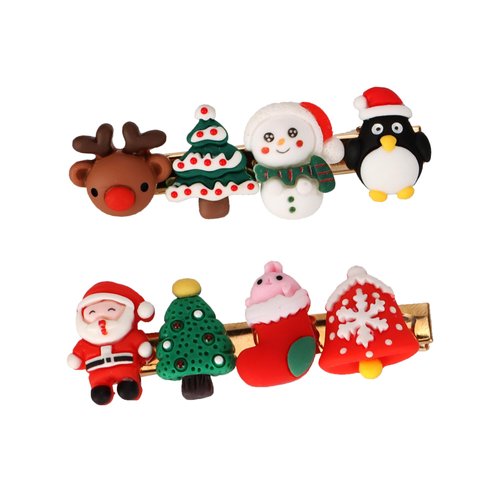 Christmas Hair Clips, Cute Santa Gingerbread Reindeer Hair Barrettes Alligator Hair Clips Festive Holiday Hairpins Xmas Hair Accessories for Women Girls