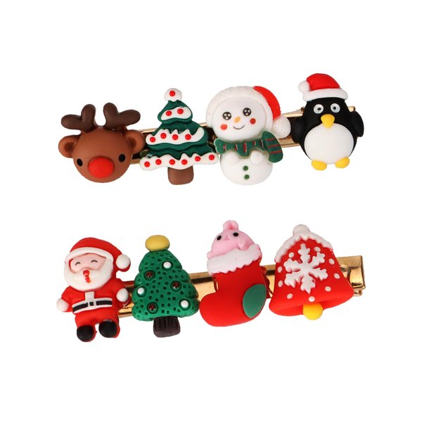 Christmas Hair Clips, Cute Santa Gingerbread Reindeer Hair Barrettes Alligator Hair Clips Festive Holiday Hairpins Xmas Hair Accessories for Women Girls