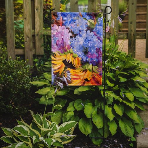 Caroline's Treasures JMK1175GF Hydrangeas and Sunflowers Garden Flag Mailbox Flag Decorative Yard Flag Banner Outside Patio Artwork Yard Flower Beds, Garden Size, Multicolor