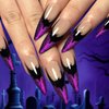 TBRZTR Halloween Press on Nails Almond Medium Nails Purple French False Nails Bat Design Halloween Nail Artificial Acrylic Nails Full Cover Reusable Coffin Nails Halloween Glue on Nails for Women