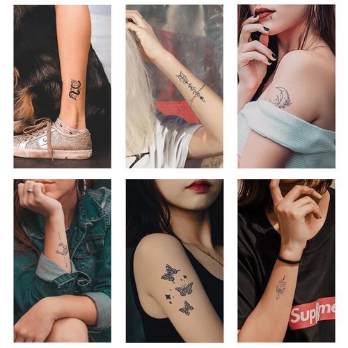 OohFaice Temporary Tattoos, Semi Permanent Fake Tattoo, Realistic, 1-2 weeks Long Lasting, Waterproof Temp Tattoo for Teen Girl Adult Women, 12 Sheets Tiny Small Tattoo Stickers with Plant Based Ink