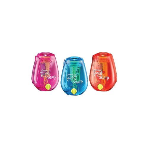 Bostitch Office Twist-n-Sharp Pencil Sharpener, For Kids & Colored Pencils, Assorted Colors (PS1-ADJ)