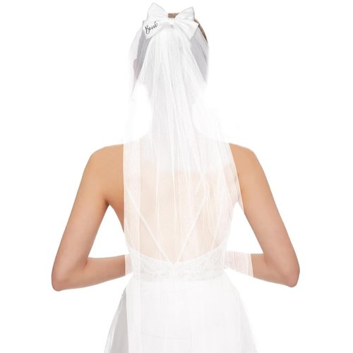 Aprince Wedding Bridal Veil Tulle Bride Veil White Hair Bow Clip Hair Wedding Veils for Brides Long Hair Accessoies for Women and Girls Bachelorette Party Decorations