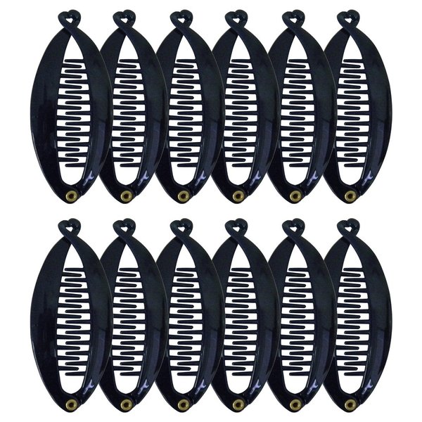Set of 12 Mini Banana Clips - Navy