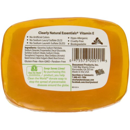 CLEARLY NATURAL BAR SOAP,GLYCERINE,VIT E, 4 OZ, 6 pack