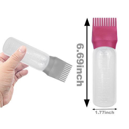 ZGQHZR 4 PCS Root Comb Applicator Bottle,Hair Oiling Applicator,Hair Oil Applicator Bottle for Hair Dye Shampoos Hair Salons.6oz (Purple+Grey+Red+Green)