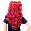 SWACC Long Curly Double Claw Clip on Ponytail Wig Synthetic Pastel Colorful Cosplay Daily Party Wig for Women with Wig Cap (Red)