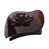 Parcelona French Onde Crystal Flower Shell Brown Round Celluloid Side Slide in Beak Style Hair Slider Claw Clip 2 3/4 Inch