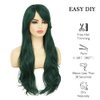 Tseses Green Long Curly Wigs with Bangs for Women Natural Synthetic Heat Resistant Women Daily Halloween Costume Wig