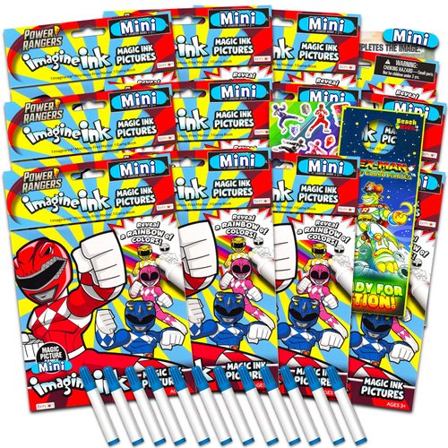 Power Rangers Coloring Book Set - Power Rangers Party Supplies Bundle Includes 12 No-Mess Magic Ink Power Rangers Activity Books Plus Stickers & Door Hanger | Power Rangers Party Favors