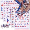 6 Sheets 4th of July Nail Art Stickers American Flag Independence Day Nail Stickers Star National Flag Nail Decals Red Blue 3D Self Adhesive Designs for Women and Girls Decorations