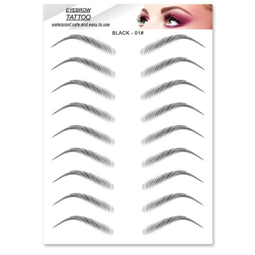 Yaphetss 6 Sheets Eyebrow Tattoo Stickers Waterproof Eyebrow Transfers Stickers Grooming Shaping Fake Eyebrow Sticker for Women and Girls Makeup, Medium, Black