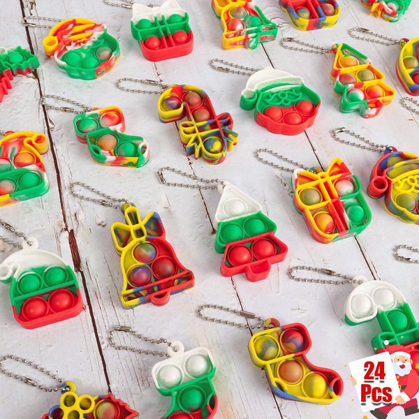 24Pcs Christmas Mini Pop, Fidget Toys for Kids, Christmas Stocking Stuffers, Christmas Party Favors, Goodies Bag Stuffers Bulk, Xmas Gift for Boys Girls