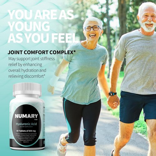 SILKMYST 850mg Hyaluronic Acid with Hydrolyzed Collagen, Turmeric, MSM, Vitamin C, 60 Tablets, 2 Month Supply