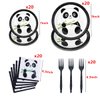 80 Pcs Black White Panda Birthday Party Supplies, Disposable Tableware Set with Panda Dinner Plates Dessert Plate Napkin and fork for Kids Baby Shower Birthday Decorations, Serves 20 Guests