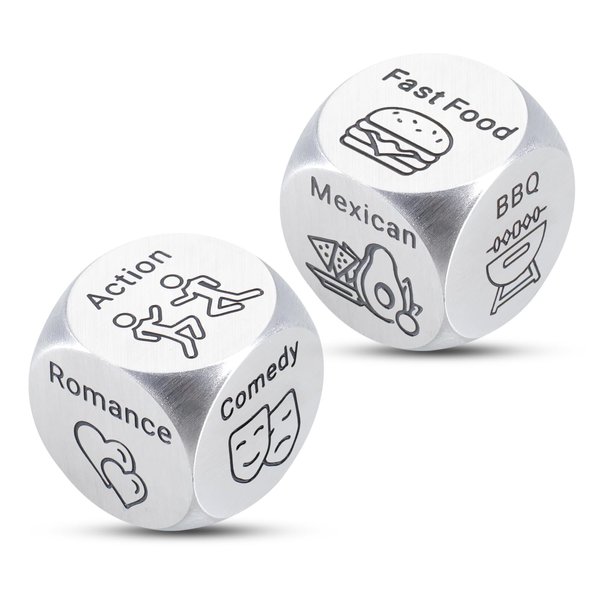 2Pcs Valentines Day Gifts Iron 6 Anniversary Iron Gifts 6 Year Iron Boyfriend Girlfriend Funny Gag Gifts Food Dice Anniversary Birthday Gifts for Him Her Men Couple Date Night Gifts