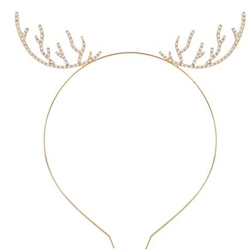 Guqqeuc Christmas Antler Headband for Xmas Party Tiara for Boys Girls Rhinestone Reindeer Headband Christmas Hair Accessories for Xmas Party Supplies