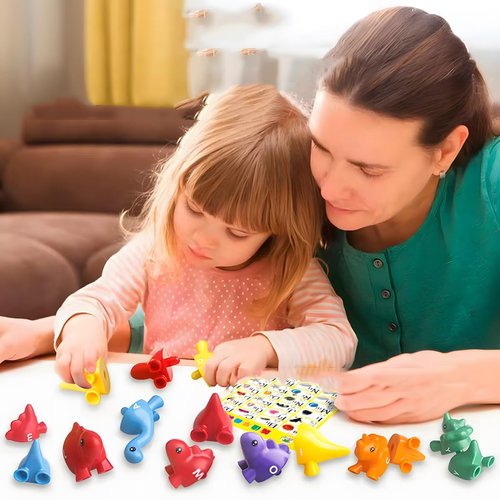 J-hong Matching Dinos Toys - 26 Pieces, Counting & Sorting Toy, Shape & Colour Sorting, Letters Dinos Toys, ducational Learning Toys for 1,2,3 Year Old Toddlers Boys Girls