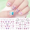 BYNYTO 12 Sheets Glitter Easter Nail Stickers for Art Bunny 3D Self-Adhesive Decals Eggs Basket Stuffers Rabbits Chick Butterfly Flowers Design Women Girls Kids DIY Decorations