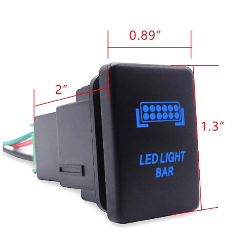 LED Light Bar Push Button Switch with Connector Wire Blue Backlit On/Off Kit Compatible with Toyota Tundra Tacoma 4Runner