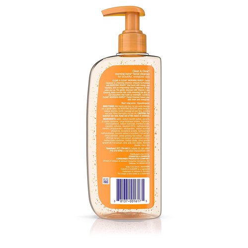 Clean & Clear Morning Burst Oil-Free Facial Cleanser with Brightening Vitamin C, Ginseng, and Gentle Daily Brightening Face Wash for All Skin Types, Hypoallergenic, 8 fl. oz - 5 Pack