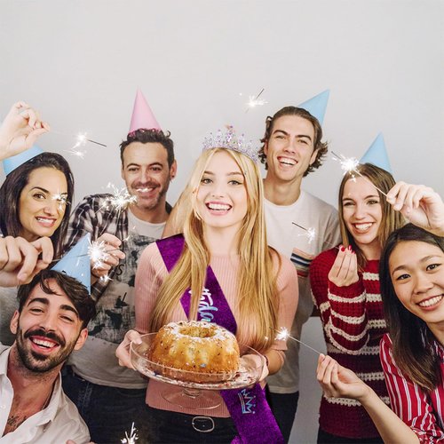 Atoden Birthday Crown and Birthday Queen Sash Birthday Girls Tiara Purple Crystal Crown for Women Princess Birthday Party Decorations Rhinestone Headband Happy Birthday Accessories for Party Gifts