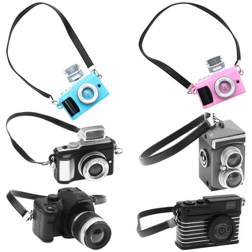ONEST 6 Pieces Mini Camera Toys for Doll Accessories Miniature Camera Ornament Mini Dollhouse Toy Vintage Prop Camera for Mini Decoration Furniture Accessories Photography Props