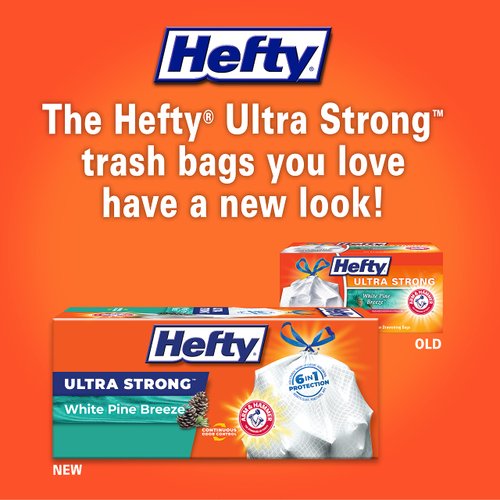 Hefty Ultra Strong Tall Kitchen Trash Bags, White Pine Breeze Scent, 13 Gallon, 40 Count