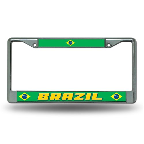 Rico Industries Brazil National Soccer Team Standard Chrome License Plate Frame