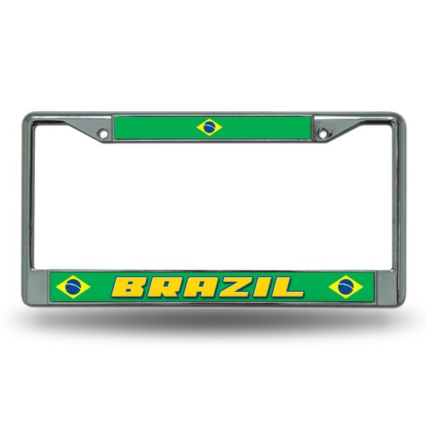 Rico Industries Brazil National Soccer Team Standard Chrome License Plate Frame