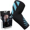 Physix Gear Workout Elbow Sleeves - Elbow Sleeves Compression for Weightlifting, Tendonitis, Bursitis, Compression Sleeves Elbow Support for Men & Women - Elbow Sleeve for Lifting, Blue/Black, M