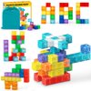 TENYEAH 56 PCS Magnetic Blocks, Transparent Magnet Building Blocks for Toddlers, Preschool Educational Construction Kit, Sensory Montessori Autism Toys for Kids Girls Boys 3+