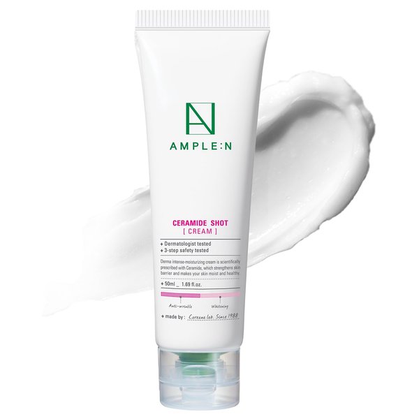 CORÉANA AMPLE:N Ceramide Shot Cream - Hydrating Moisturizer Unscented for Dry and Sensitive Skin – Strengthening Skin Barrier – Skin Repair Cream for Rough Skin,1.69 oz.