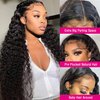 htsly 5x5 Hd Lace Closure Wigs Human Hair Water Wave 5x5 Lace Closure Wigs for Women 180 Density Curly Closure Wig Glueless Wet and Wavy Lace Front Wigs Pre Plucked Natural Black Closure Wig 24 Inch
