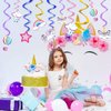 WERNNSAI Unicorn Hanging Swirls - 21PCS Rainbow Unicorn Birthday Decorations Ceiling Streamers for Girls Birthday Party Supplies Unicorn Theme Hanging Decor