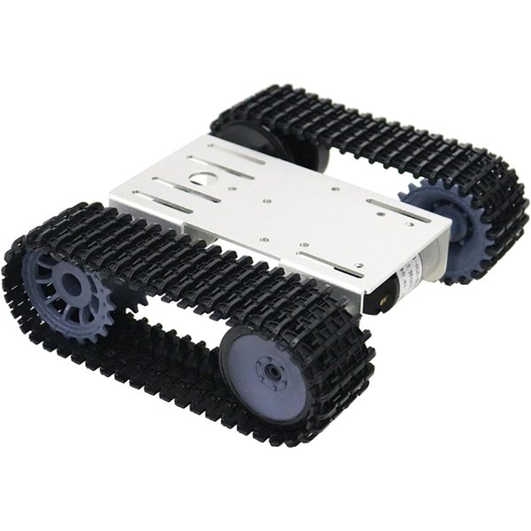 Electric Machinery DIY Tracked Robot Chassis Smart Tank Car Platform Kit, Caterpillar Robotic Crawler Sciences Educational Model for Arduino Raspberry Pi STEAM Silver