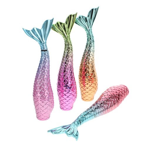 Beavorty DIY Cosmetic Container 4pcs Mermaid Lip Gloss Tube Clear Stand Lip Balm Container Pink Marbles Lip Balm Bottles Empty Mermaid Lipstick Tubes