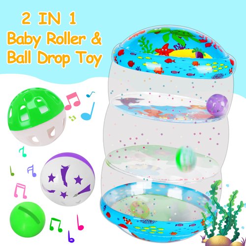 Crawling & Walking Baby Toys 6-12 Months Glowing Jumbo Inflatable Rolling Infant Toy 8 9 12-18 Month Old Tummy Time Sensory Development Light Up Toys for 1 2 Year Old Boy Girl Christmas Birthday Gifts