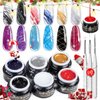 SAVILAND 6 Colors Spider Gel, New Upgraded Matrices Spider Gel with Nail Art Brushes, Nail Designs Gel Paint Wire Drawing Gel Polish for Line (White Black Red Blue Gold Silver)