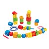 Hape String-Along Shapes | Classic 32 Piece Wooden Block Stacking Game, Multi-Colored Lacing Toy