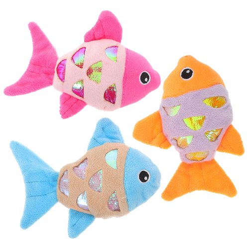 FOMIYES 3pcs Scrump Plush Cat Fish Toy Plush Fish Toy Pet Toys Cat Toys Toy Riolu Plush Paper Sound Dog Toy Kitten Biting Food Dog Cat Stuffed Toys Soft Toys Chew Rattle Paper