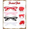 JOVITEC 4 Pieces Cat Eye Glasses with Rhinestones 50's 60's Party Costume Glasses for Hip Hop Dress up Halloween Party Favor (Red, Black, White, Pink)
