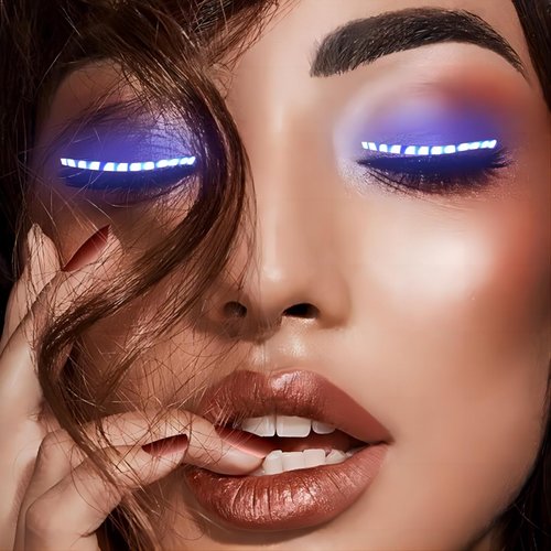 ZCLYHT LED Luminous Eyelash Lamp, Flashing Fake Eyelash Night Lights, False Eyelashes Non Grafting Halloween 6 Colors to Choose From (Blue)